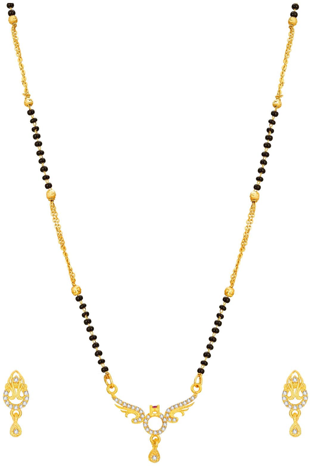 

Vermont Traditional Gold Plated American Diamond Latest Women s Pride Mangalsutra Set for Women