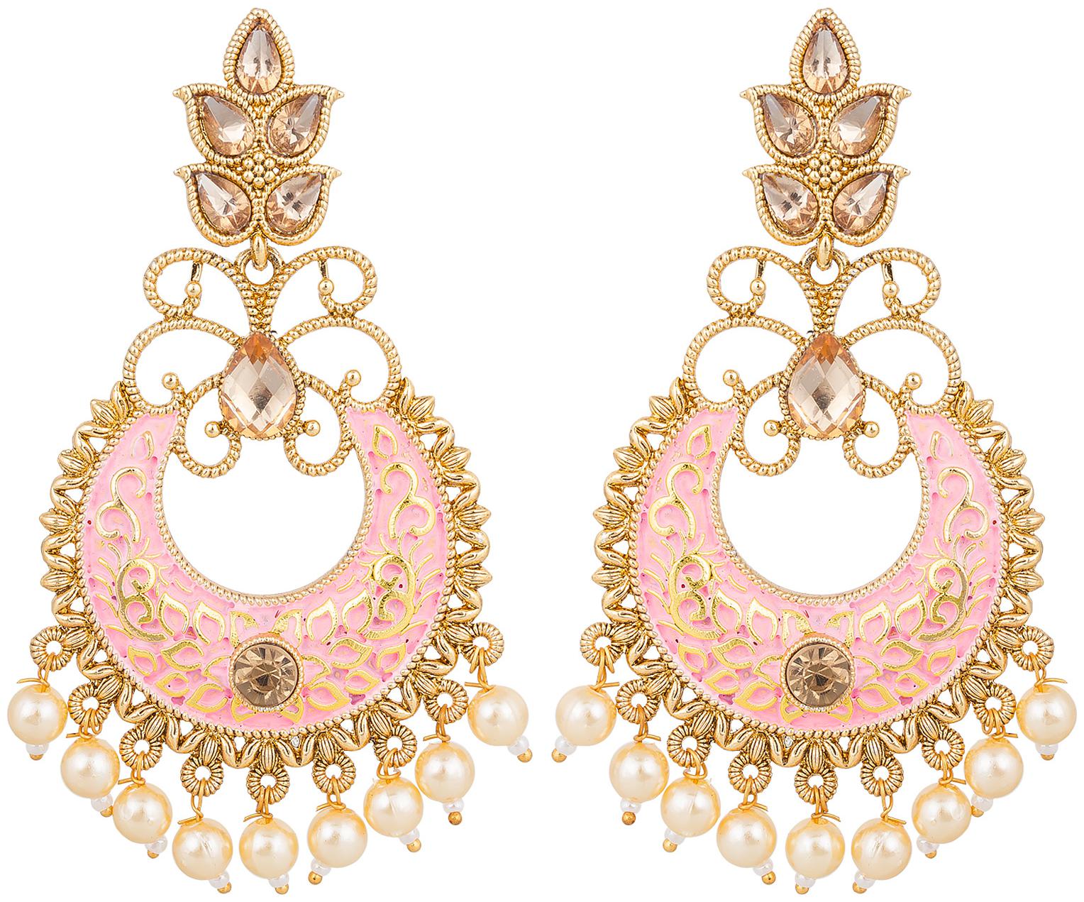 

Vermont Traditional Gold Plated Fancy Meenakari Jhumki Earrings for Women