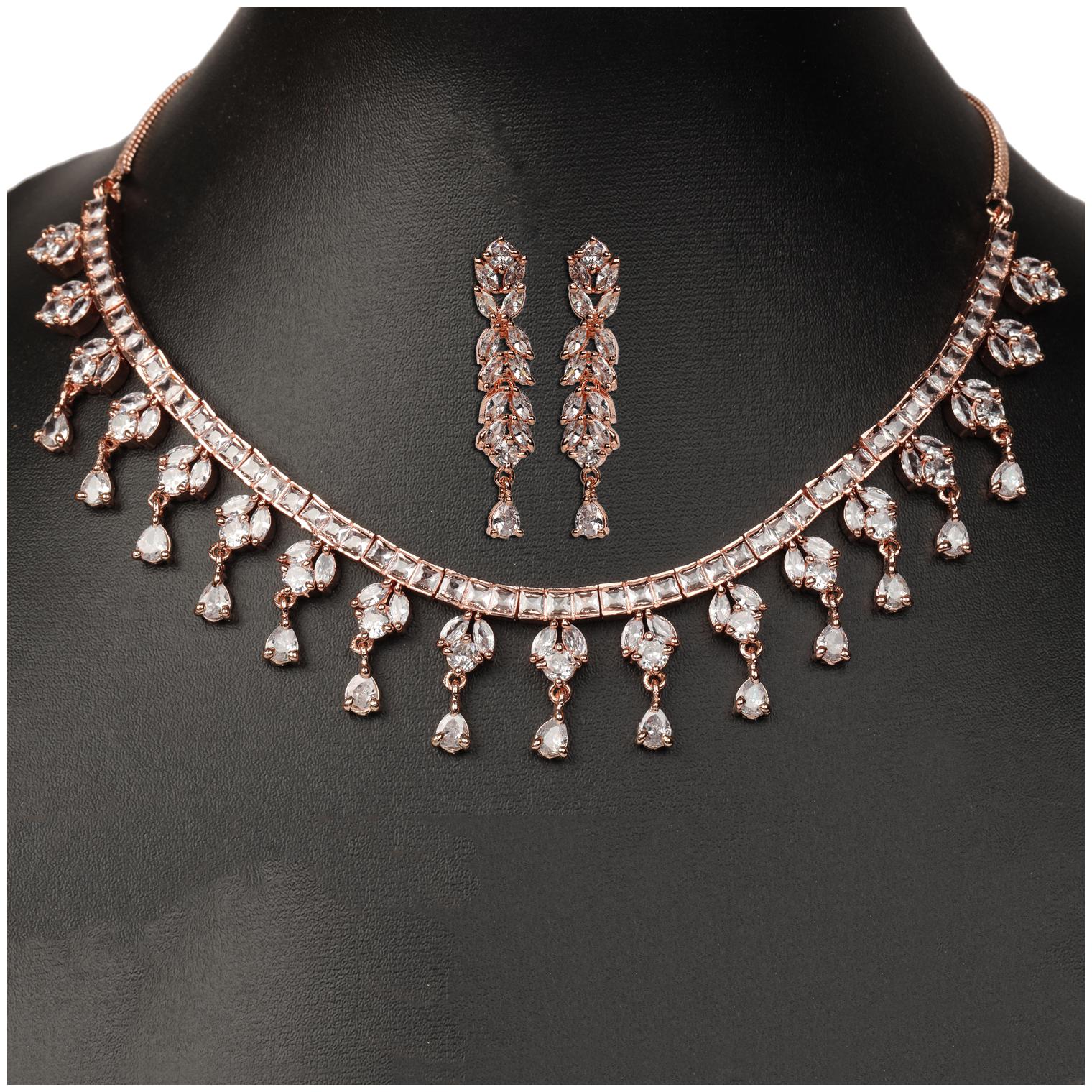 

Vfi-Adns-200490-Gold-Plated Rose Gold Necklace Set For Women