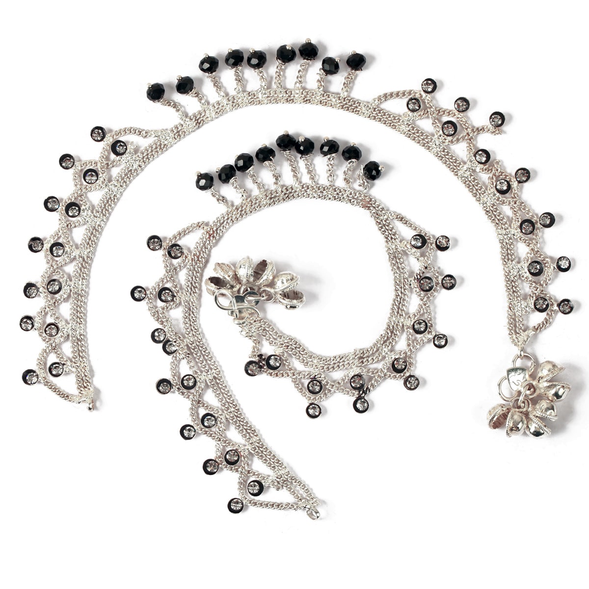 

VFI Precious silver black AD kundan Anklet for women