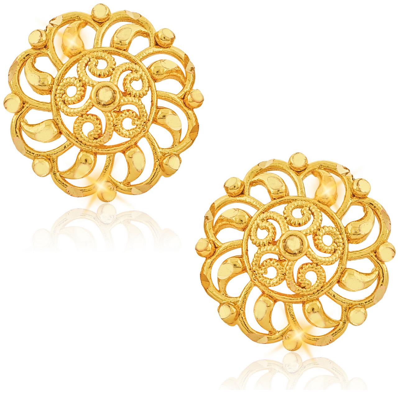 

VFJ Vighnaharta Traditional 1gm Gold South Screw Back Alloy Gold and Micron Plated Stud Earring