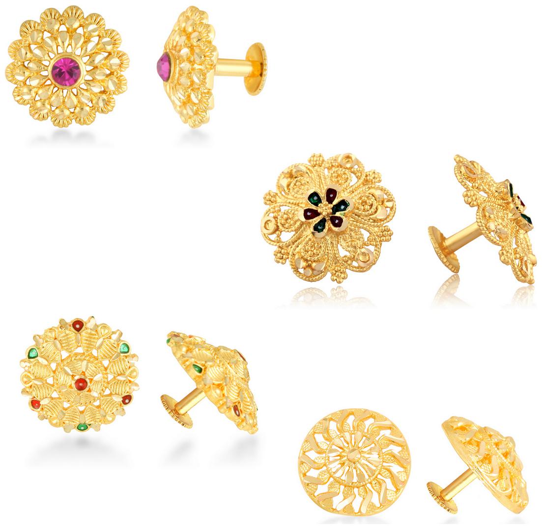 

Vfj Vighnaharta 1Gm Gold Plated Traditional Daily And Festive Wear Alloy Gold Plated Stud Earring Combo Set For Women And Girls ( Pack Of- 4 Pair Earrings)