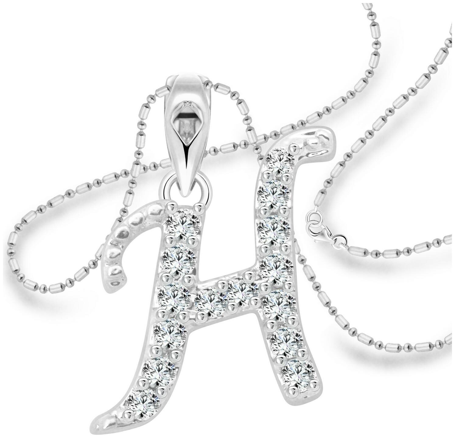 

VFJ Vighnaharta Happiness H Alphabet CZ Rhodium Plated Alloy Pendant For Women And Girls- VFJ1237PR