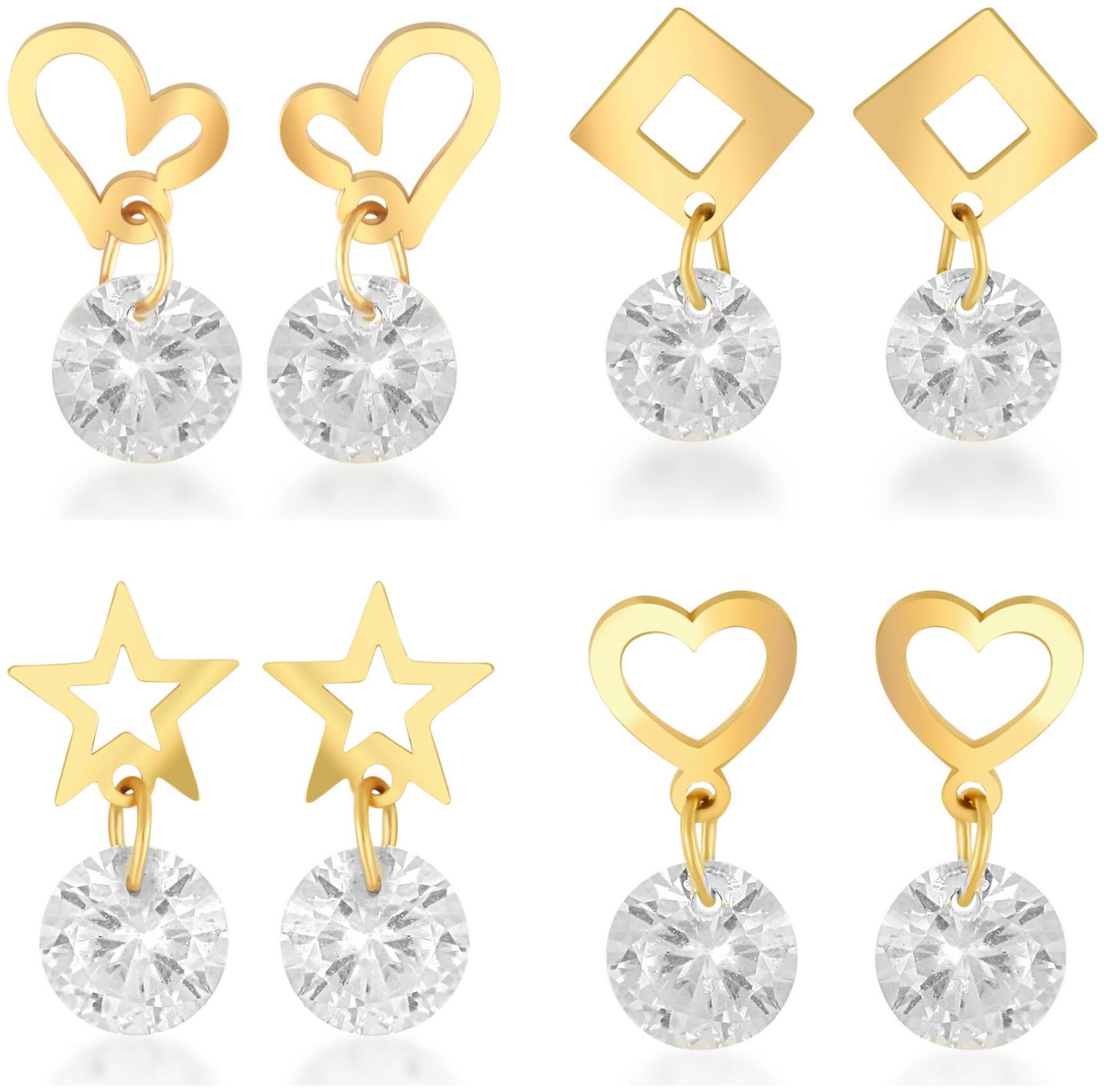 

Vfj Vighnaharta Stylish Fancy And Festive Wear Alloy Gold Plated Drop Earring Combo Set For Women And Girls ( Pack Of- 4 Pair Earrings)