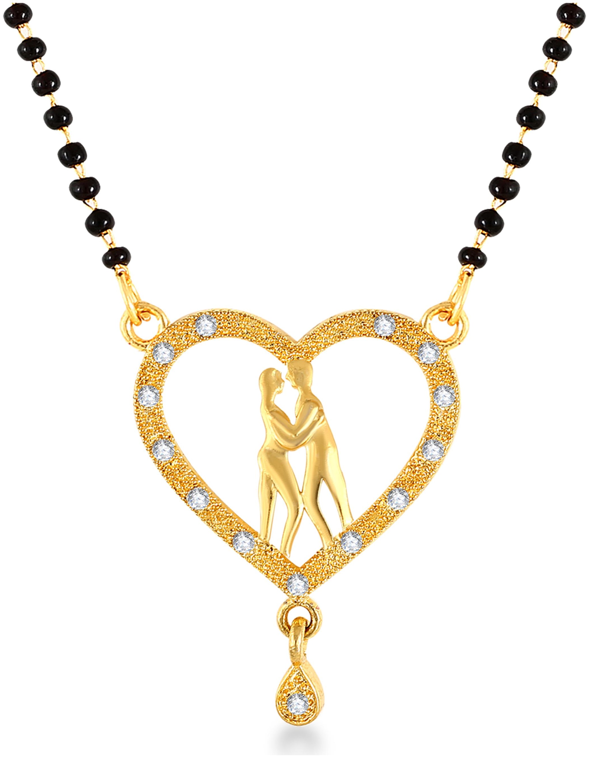 

VFJ Vighnaharta Latest American Diamond (CZ) Studded Gold Plated Valentine Day Love Propose Design Alloy Mangalsutra Tanmaniya for Women - VF1545MSPG