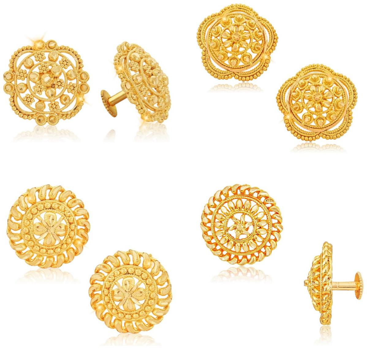 

Vfj Vighnaharta 1Gm Gold Plated Traditional Daily And Festive Wear Alloy Gold Plated Stud Earring Combo Set For Women And Girls ( Pack Of- 4 Pair Earrings)