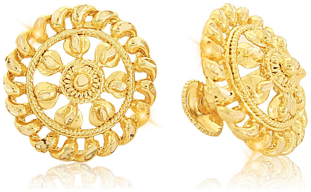 

VFJ Vighnaharta Traditional 1gm Gold South Screw Back Alloy Gold and Micron Plated Stud Earring