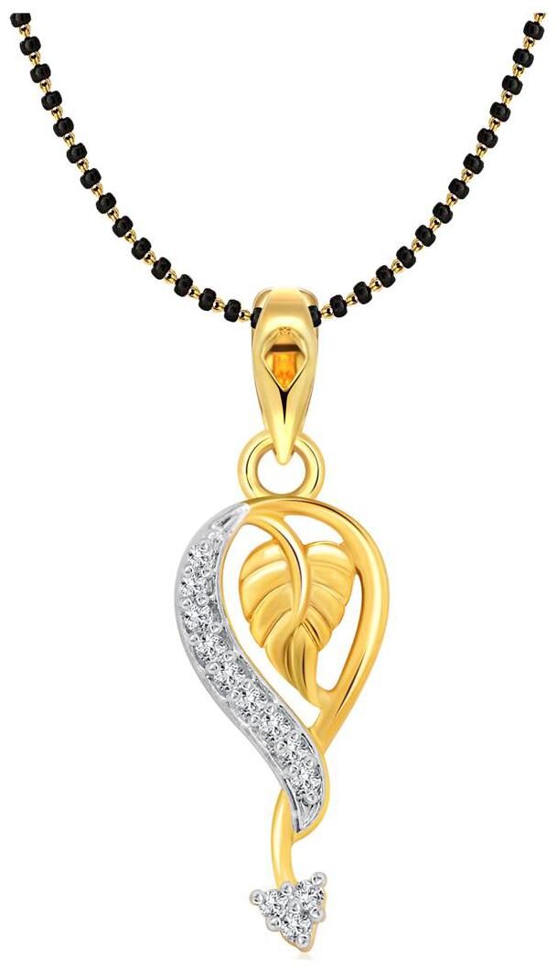 

Vighnaharta Attractive Leaf Gold and Rhodium Plated Mangalsutra Chain Pendant