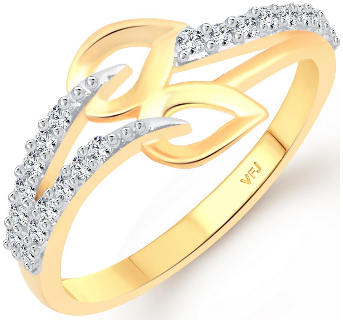 

Vighnaharta Couple Leaf cz Gold and Rhodium Plated Alloy Ring for Women and Girls- VFJ1396FRG8