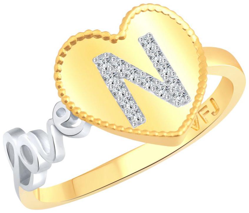

Vighnaharta Valentine Love N Letter in Heart CZ Gold and Rhodium Plated Alloy Ring for Women and Girls - VFJ1286FRG12
