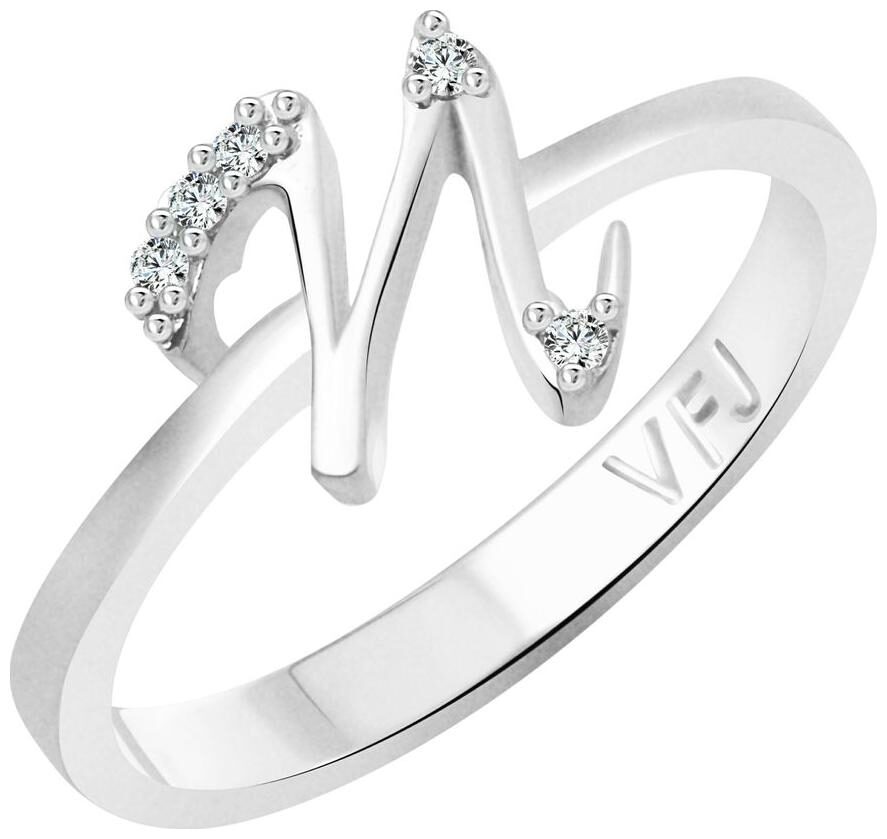 

Vighnaharta initial N Alphabet (CZ) Rhodium Plated Alloy Ring for Women and Girls