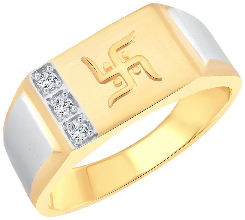 

Vighnaharta Shubh Swastik CZ Gold and Rhodium Plated Alloy Gents Ring for Men Boys