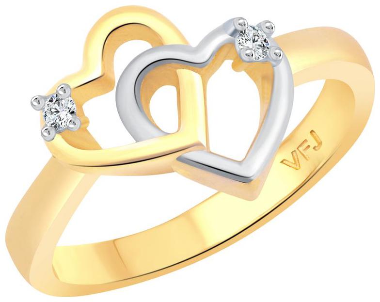 

Vighnaharta Valentine s Double Heart CZ Gold and Rhodium Plated Alloy Ring for Women and Girls - VFJ1270FRG16