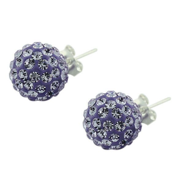 

Violet Purple Crystals Disco Bead Ball Stud Womens Earrings
