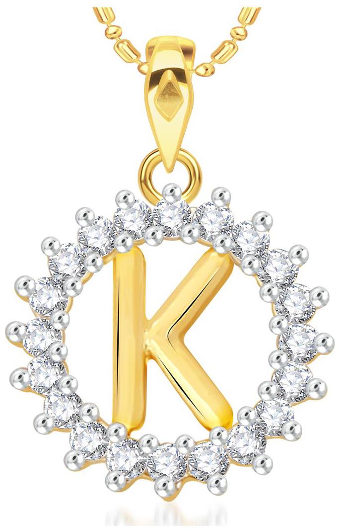 

VK Jewels Alphabet Initial Letter K Gold and Rhodium Plated Alloy Pendant with Chain for Men Women- P1957G VKP1957G