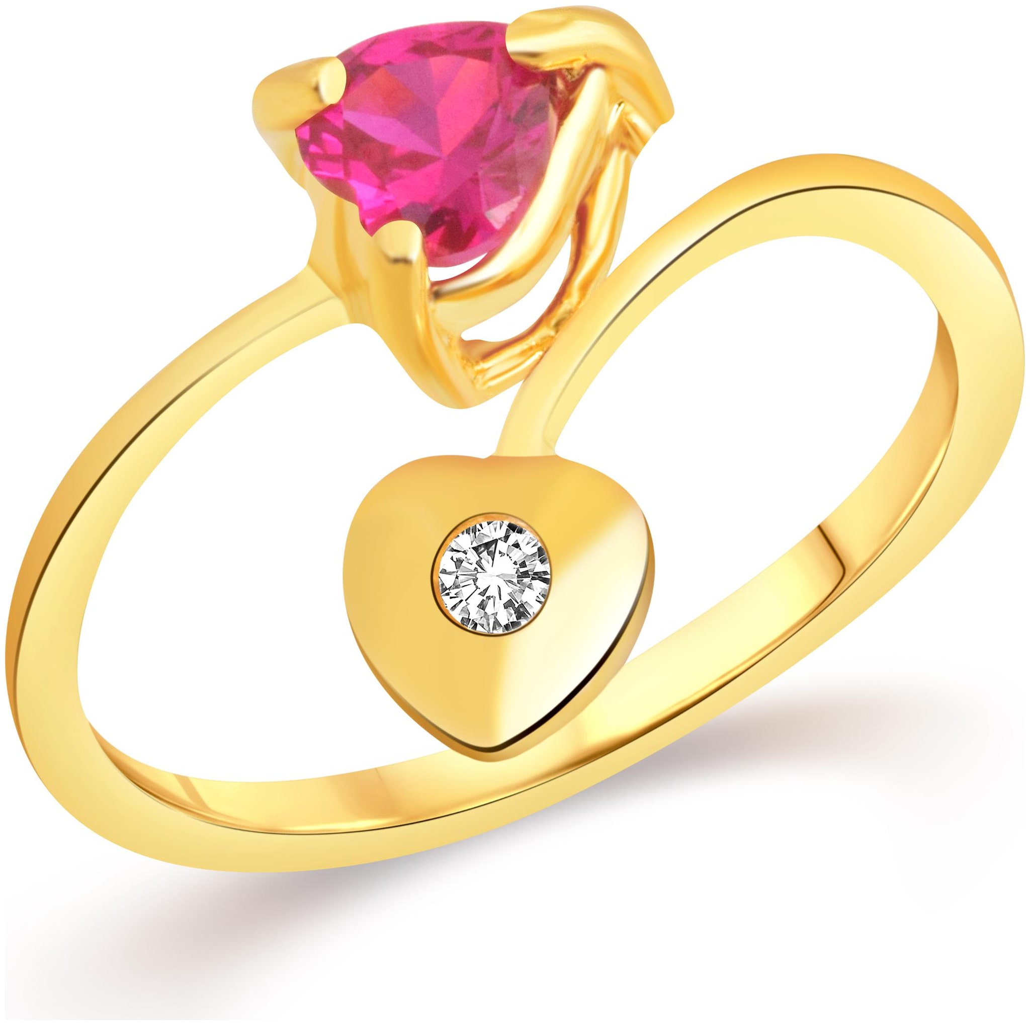 

VK Jewels Dual Heart Gold Plated Alloy CZ American Diamond Adjustable Ring for Women VKFR3247G