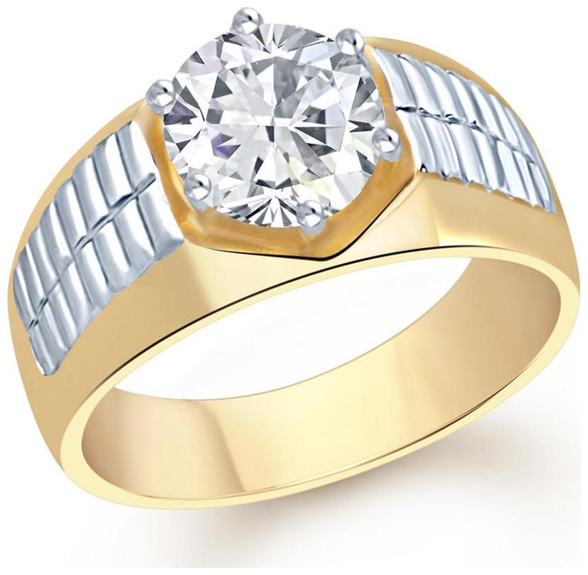 

VK Jewels Rittzy Gold and Rhodium Plated (CZ) Solitaire Ring for Men- FR1095G VKFR1095G