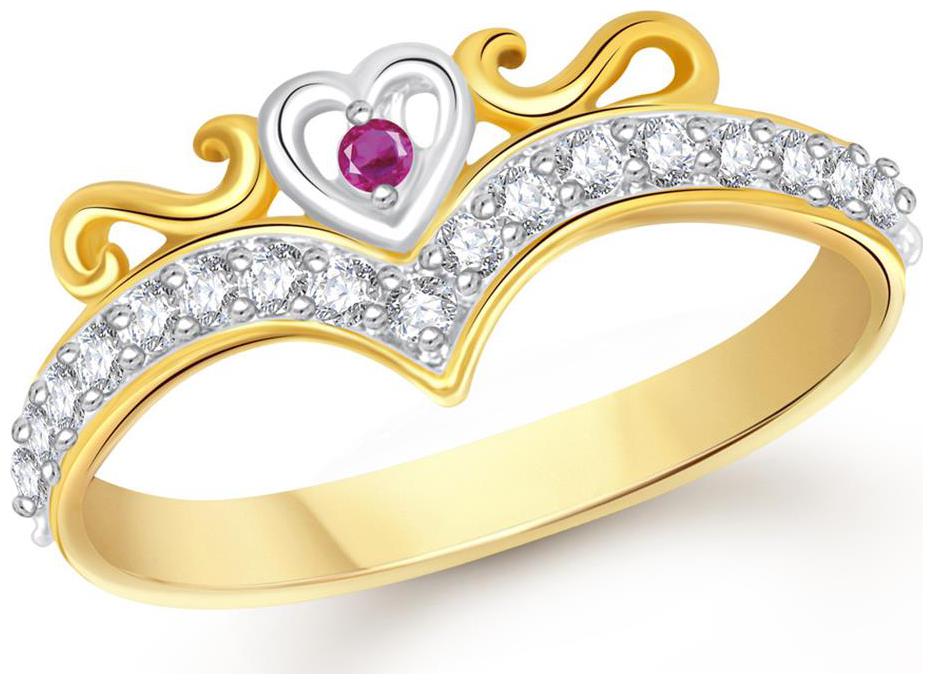 

VK Jewels Royal Crown Heart Valentine Gold and Rhodium Plated Ring for Women Girls- FR1975G VKFR1975G