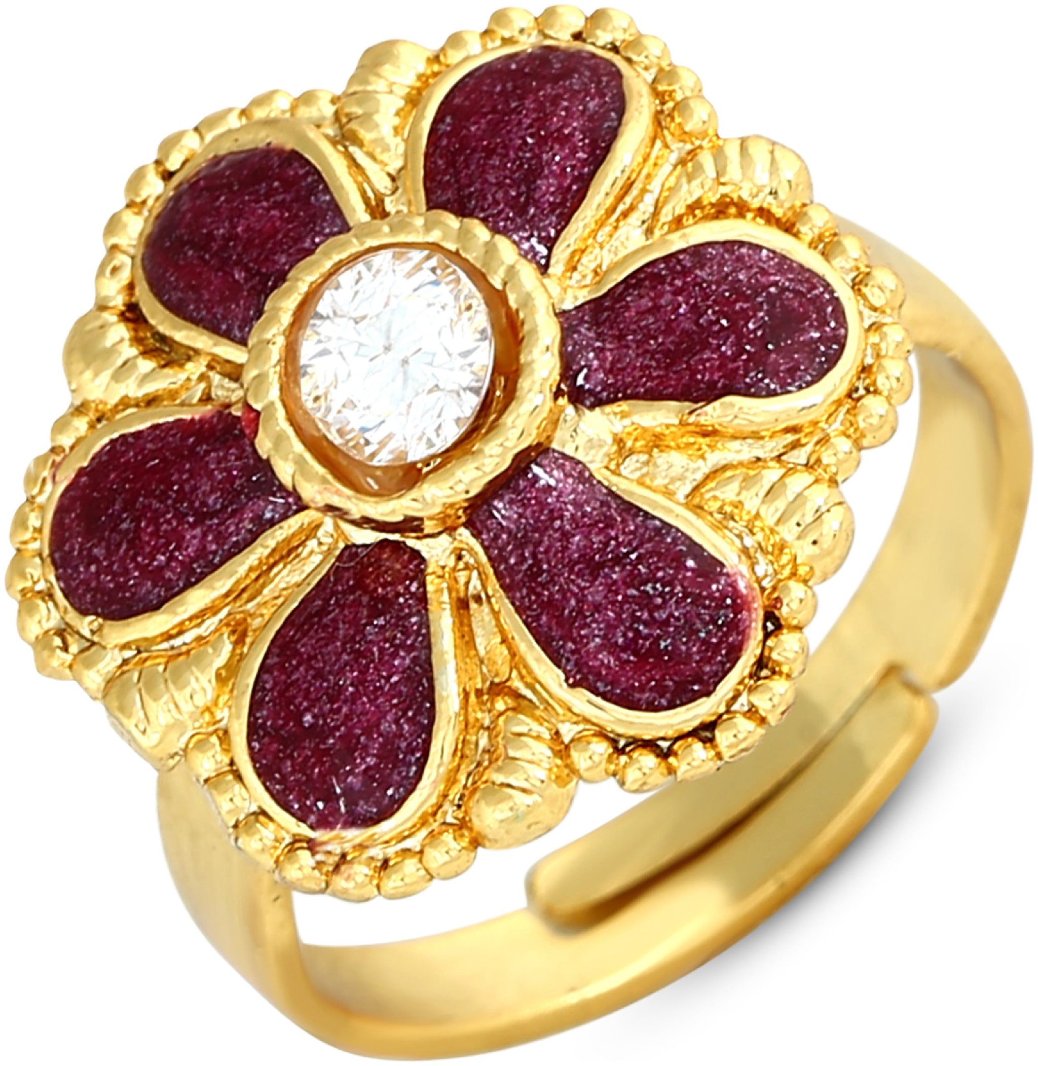 

VK Jewels Thumbs Up Single Stone Rhodium Plated Alloy CZ American Diamond Adjustable Ring for Women VKFR3148R