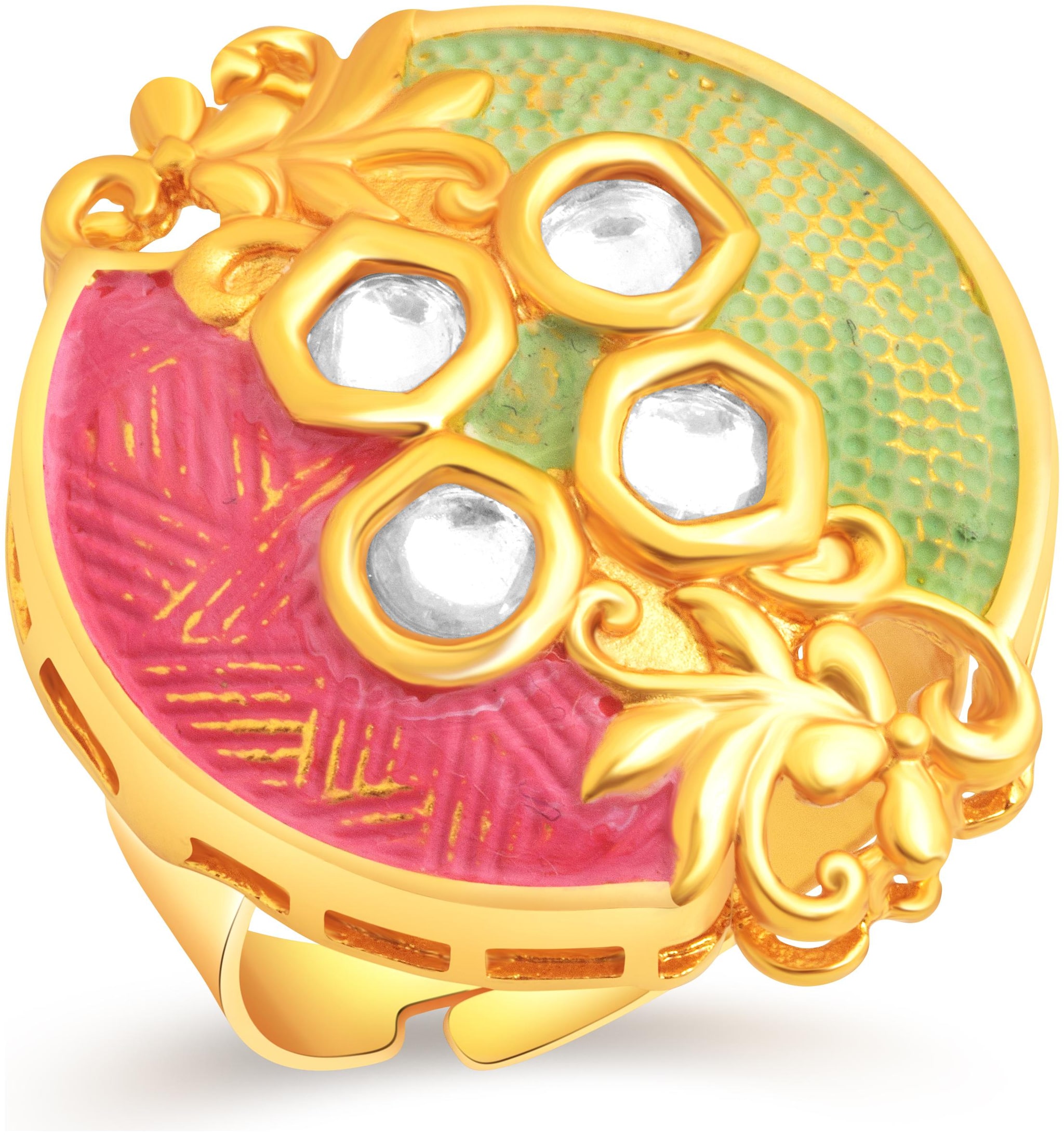 

VK Jewels Traditional Gold Plated Alloy Kundan Adjustable Ring for Women VKFR3274G