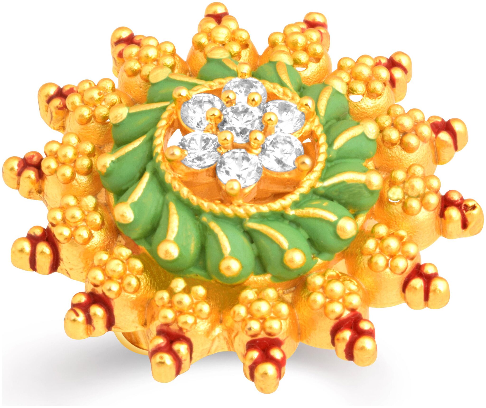 

VK Jewels Traditional Gold Plated Alloy CZ American Diamond Adjustable Ring for Women VKFR3232G