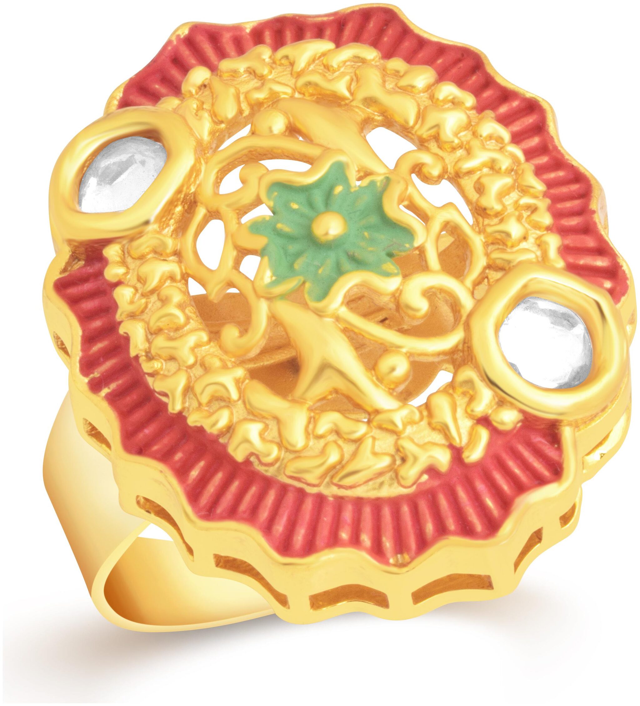 

VK Jewels Traditional Gold Plated Alloy Kundan Adjustable Ring for Women VKFR3276G
