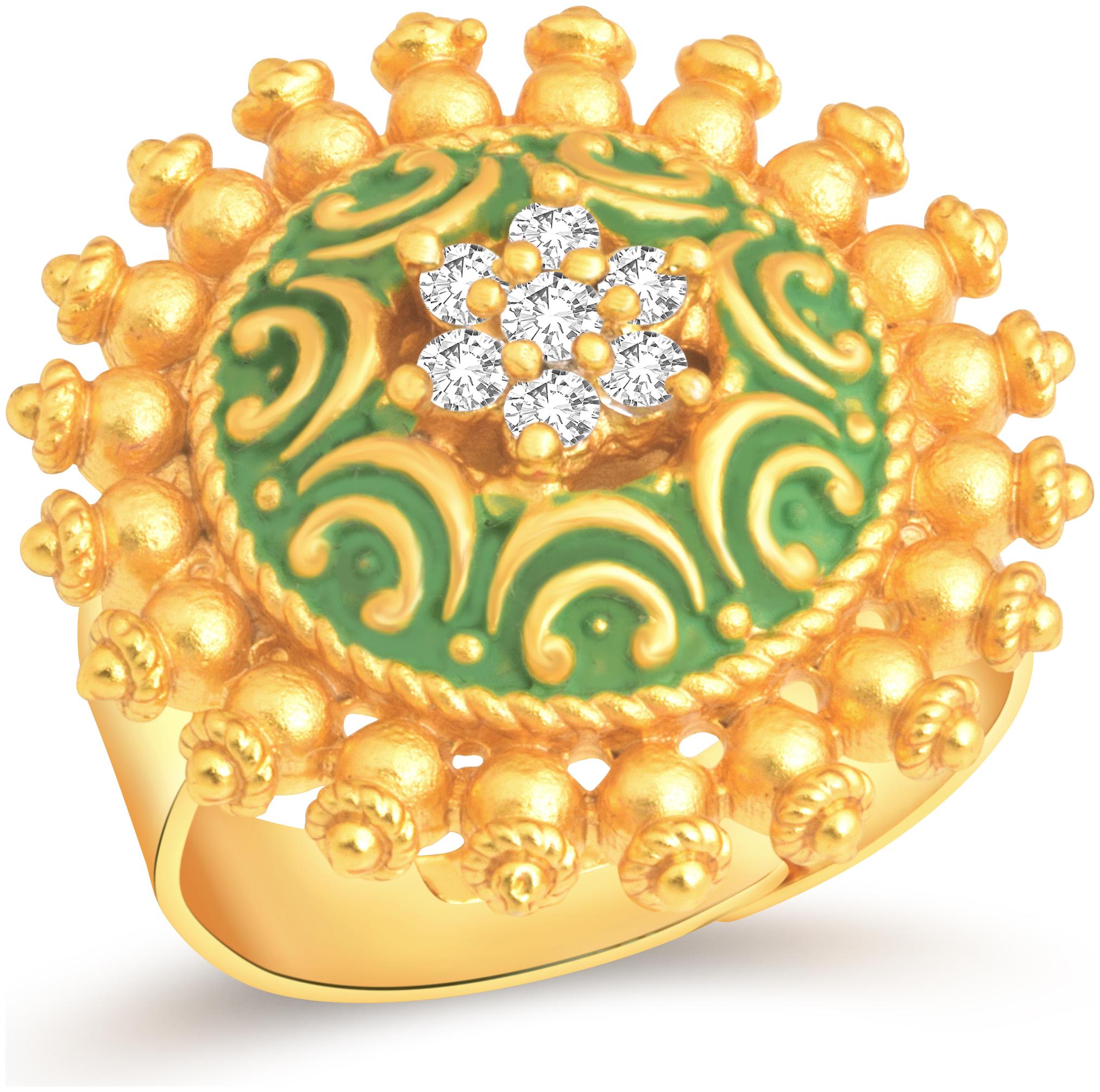 

VK Jewels Traditional Green Gold Plated Alloy CZ American Diamond Adjustable Ring for Women VKFR3244G