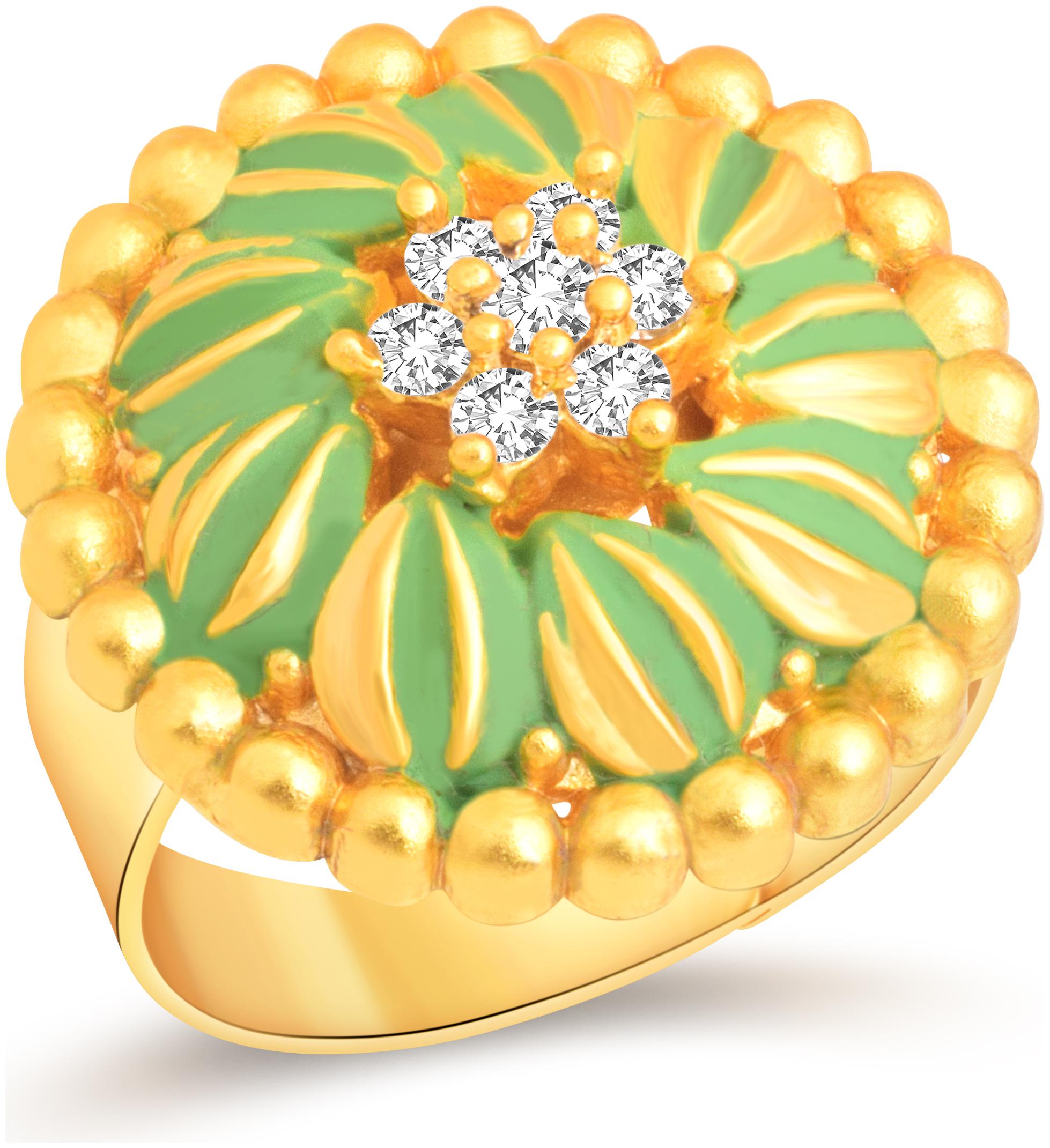 

VK Jewels Traditional Green Gold Plated Alloy CZ American Diamond Adjustable Ring for Women VKFR3245G