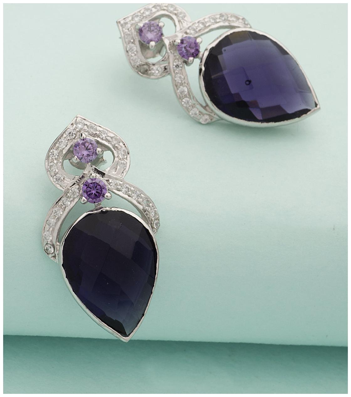 

Voylla Faux Blue Sapphire Sterling Silver Earrings