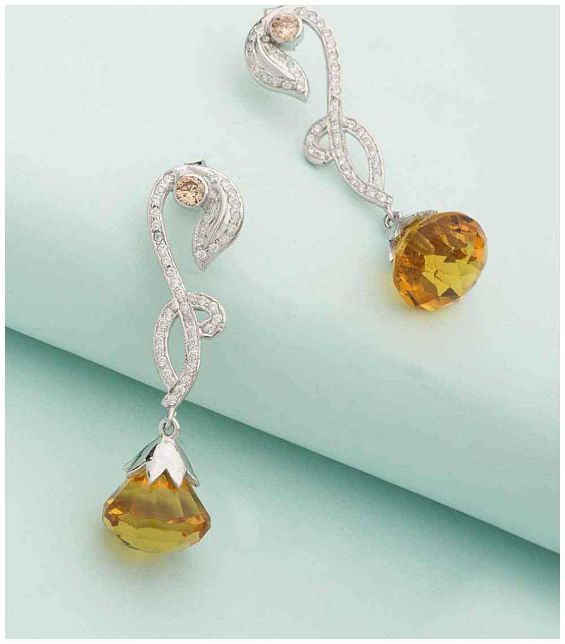 

Voylla Faux Citrine Sterling Silver Earrings