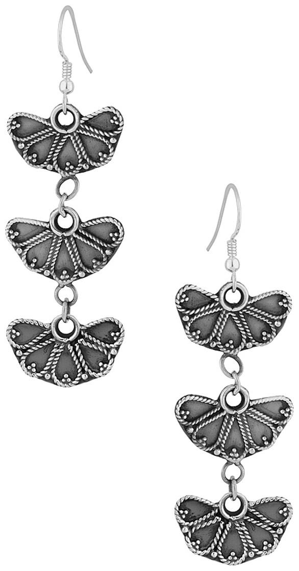 

Voylla Sterling Silver Floral Dangler Earrings