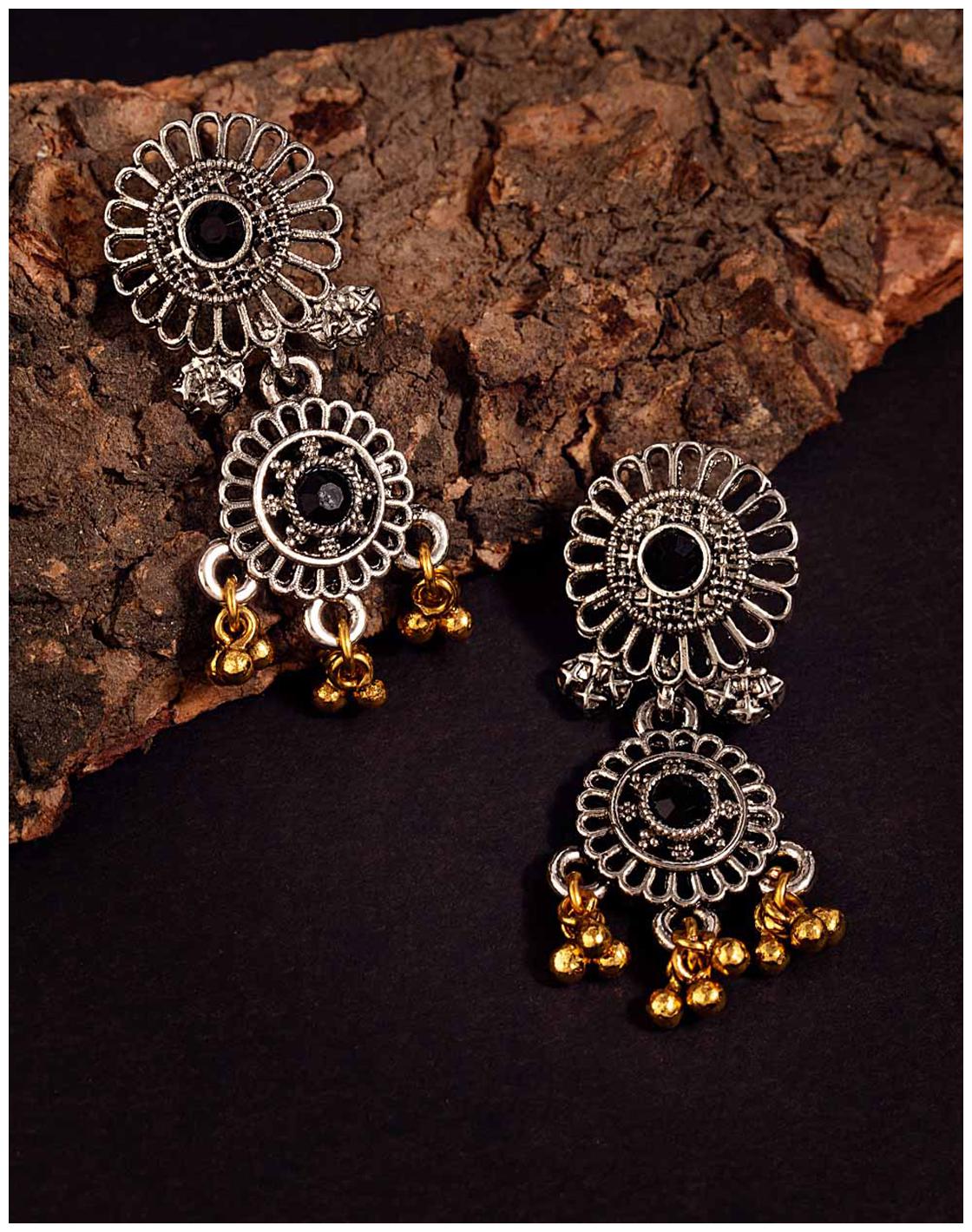 

Voylla Aadikara Metal Embellishments Drop Earrings