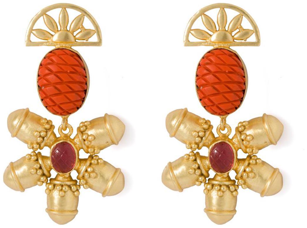 

Voylla Golden Dangler Earrings For Women