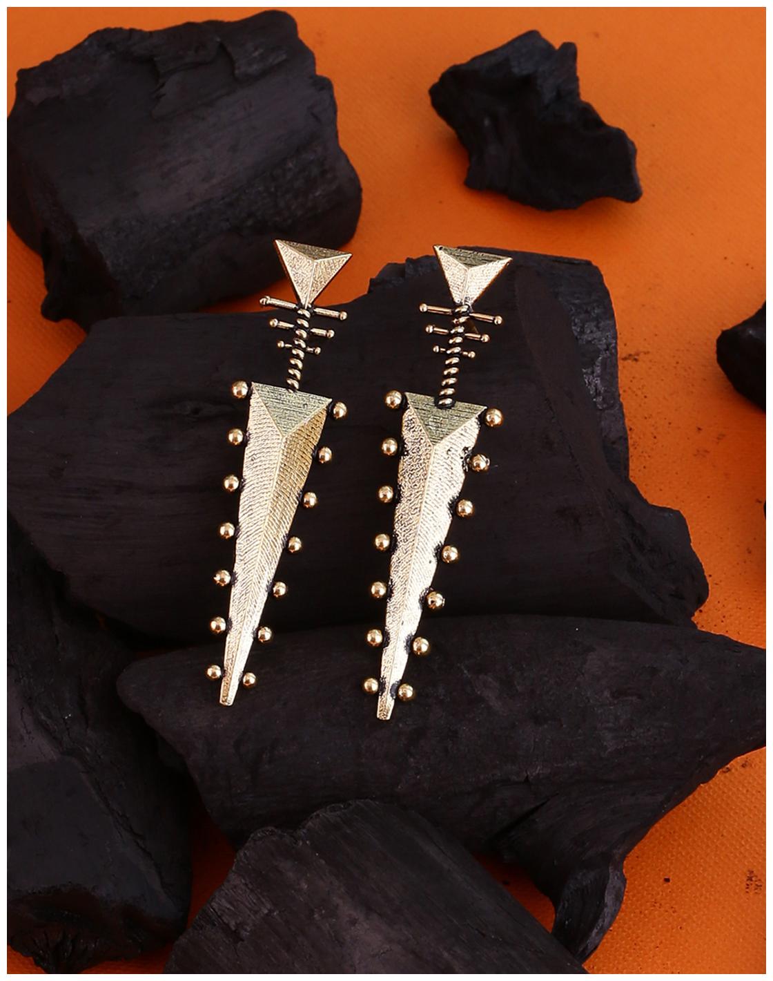 

Voylla Baigani Triangles Drop Brass Earrings