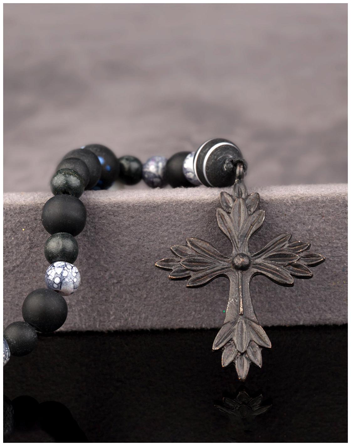 

Voylla Beaded Gypsy Black Cross Pendant Beads Necklace