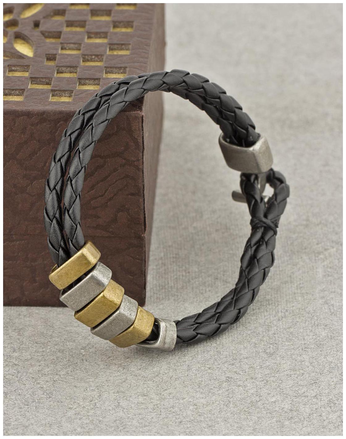 

Dare by Voylla Biker Dual Tone Bar Charm Band Bracelet