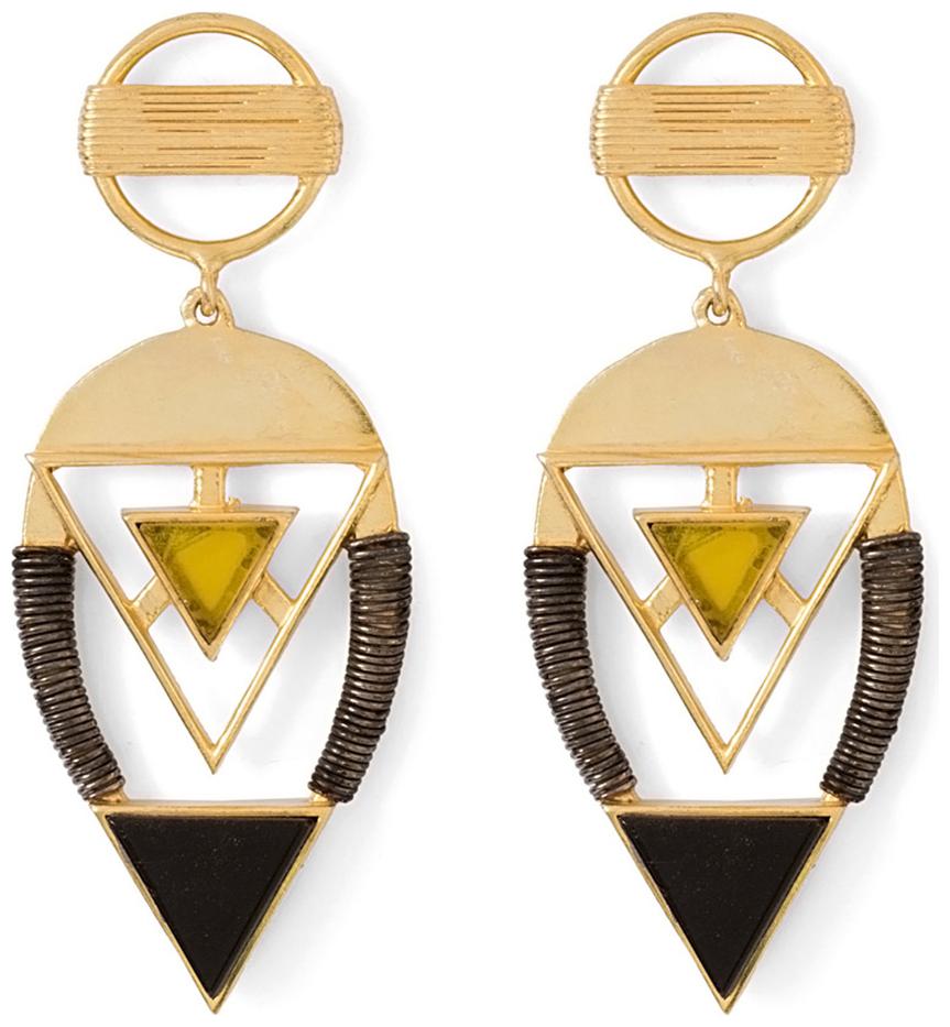 

Voylla Black Stones Adorned Dangler Earrings in Golden Finish