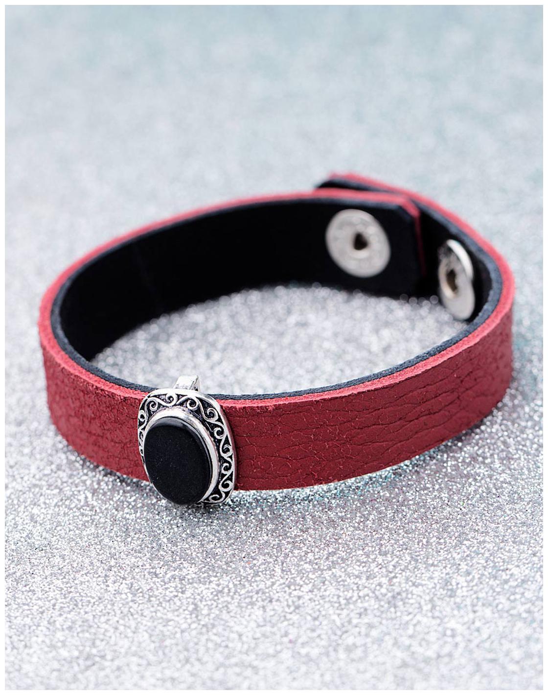 

Voylla Black CZ Studded Milestone Leather Bracelet