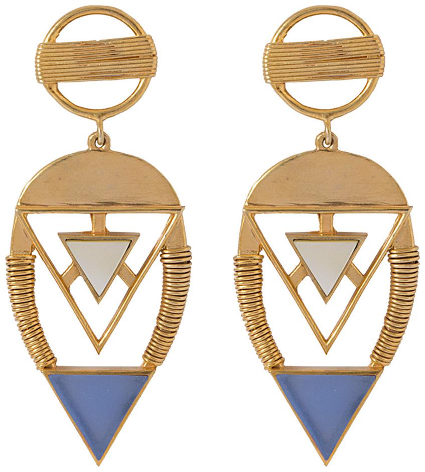 

Voylla Blue Chalcy And MOP Stones Embellished Gold-Plated Danglers