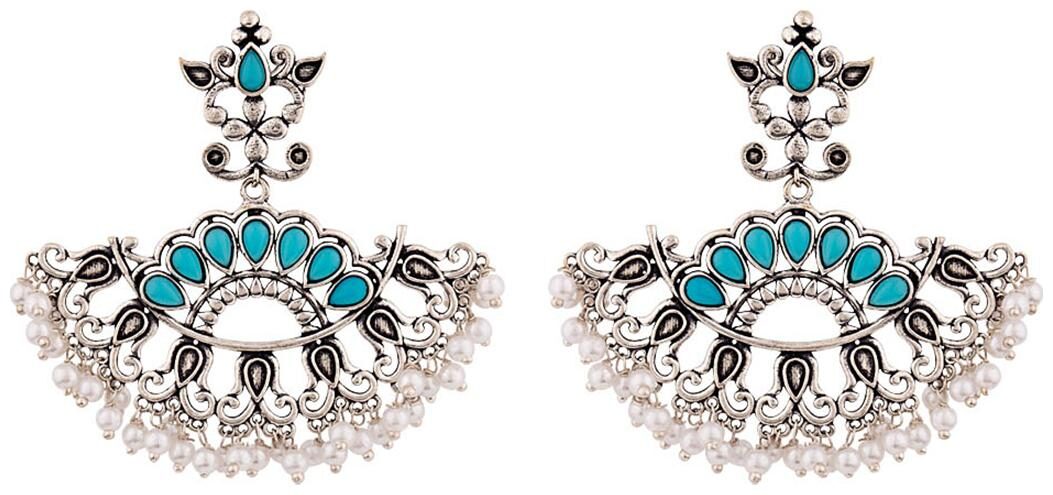 

Voylla Neerja Enameled Oxidised Drop Earrings