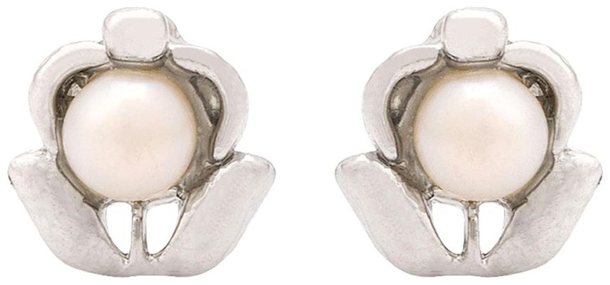 

Voylla Pearl Studded Stud Earrings with Silver Plating