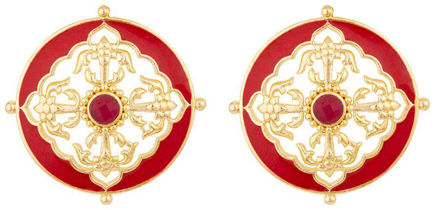 

Voylla Swarnam Red Enamel Earrings
