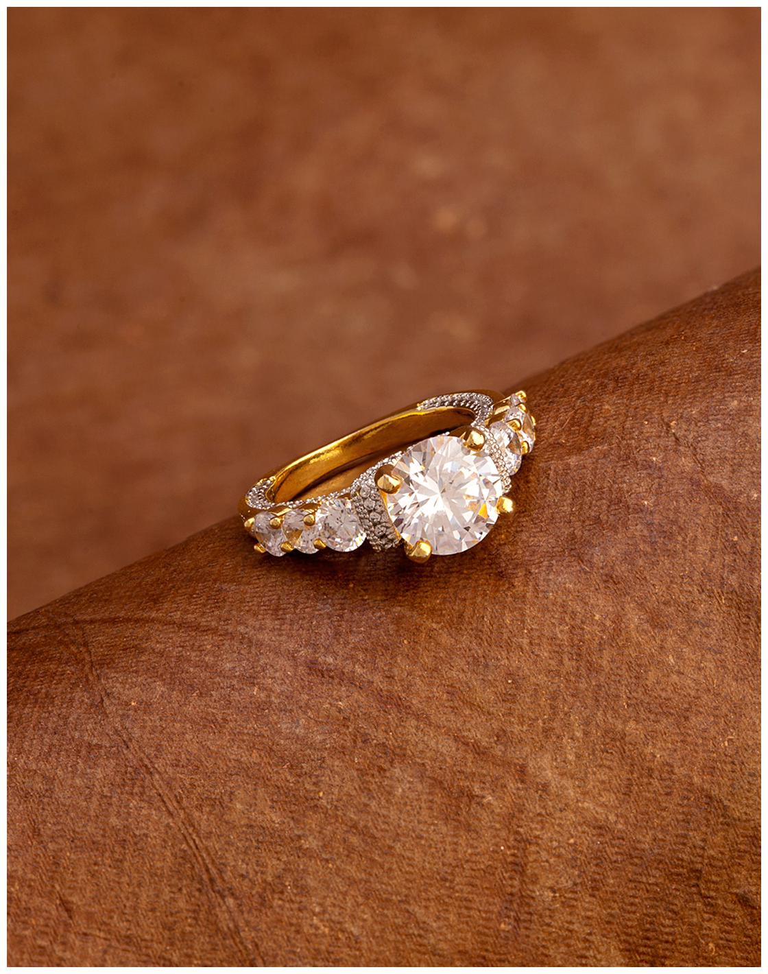 

Voylla Brass Oval Cut CZ Gem Ring