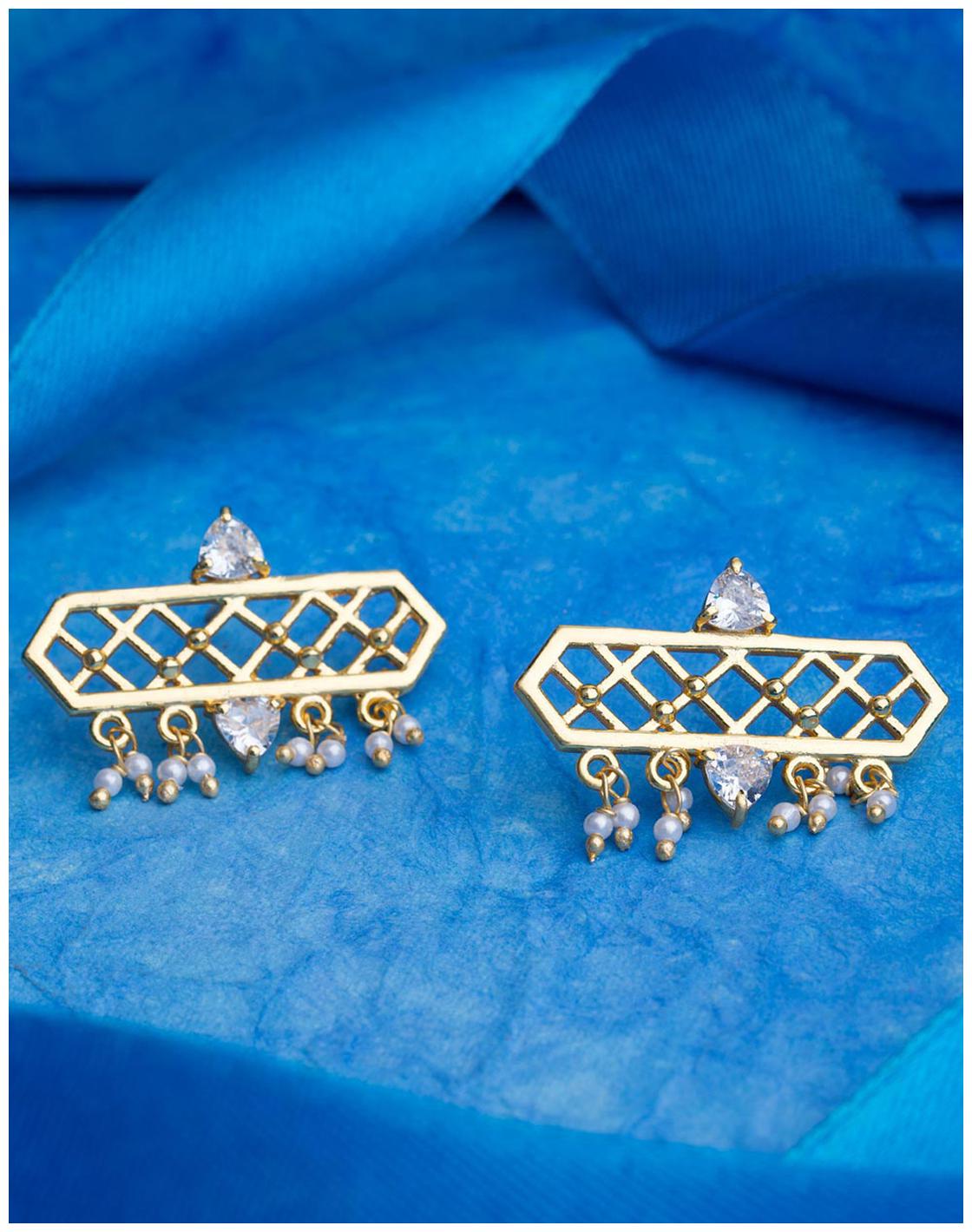 

Voylla Gold Plated Festive Contemporary Style Brass Earring For Women