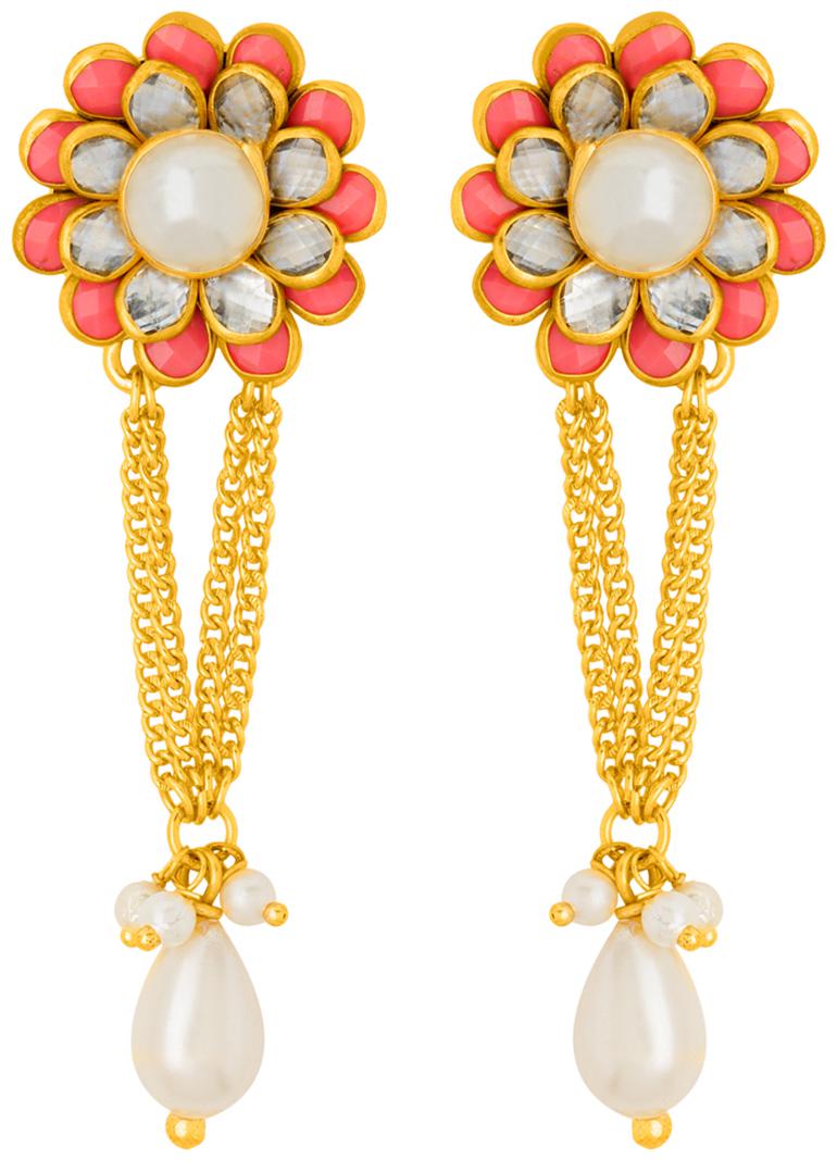 

Voylla Beautiful Floral Earrings with Pearls