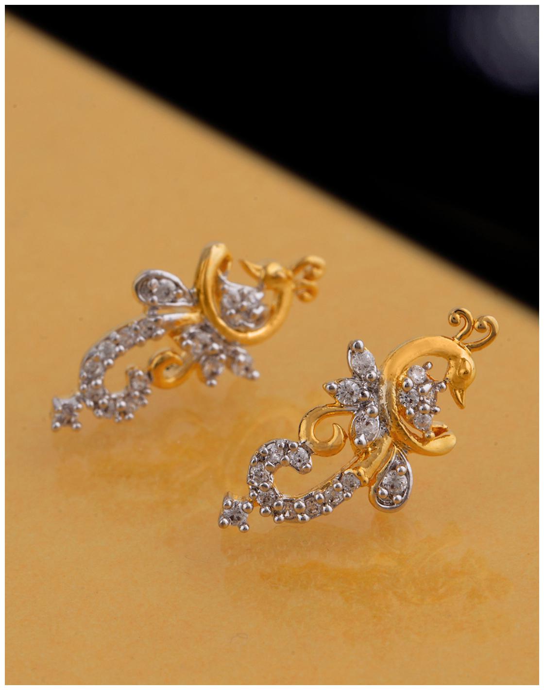 

Voylla Gold Plated CZ Ethnic Brass Earrings For Women