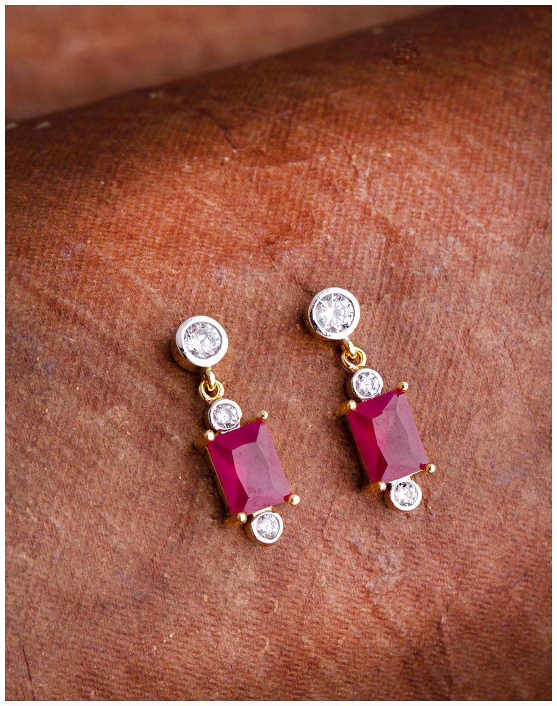 

Voylla Casual CZ Gems Adorned Drop Earrings