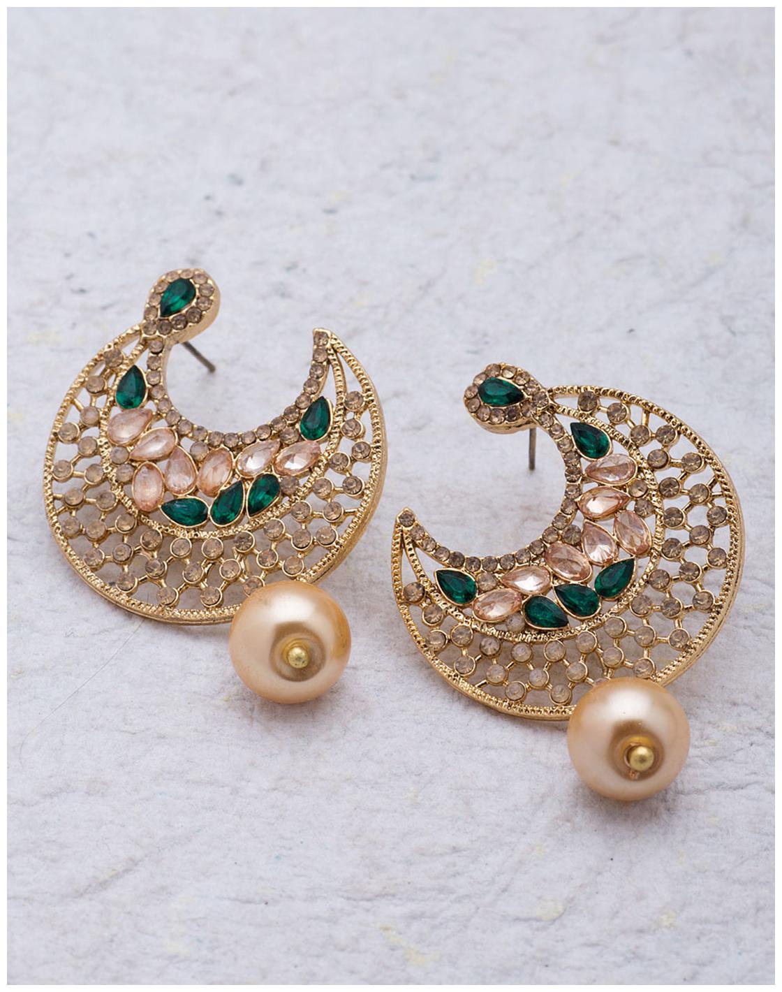 

Voylla Chandbali Earrings With Pearl Drop For Women