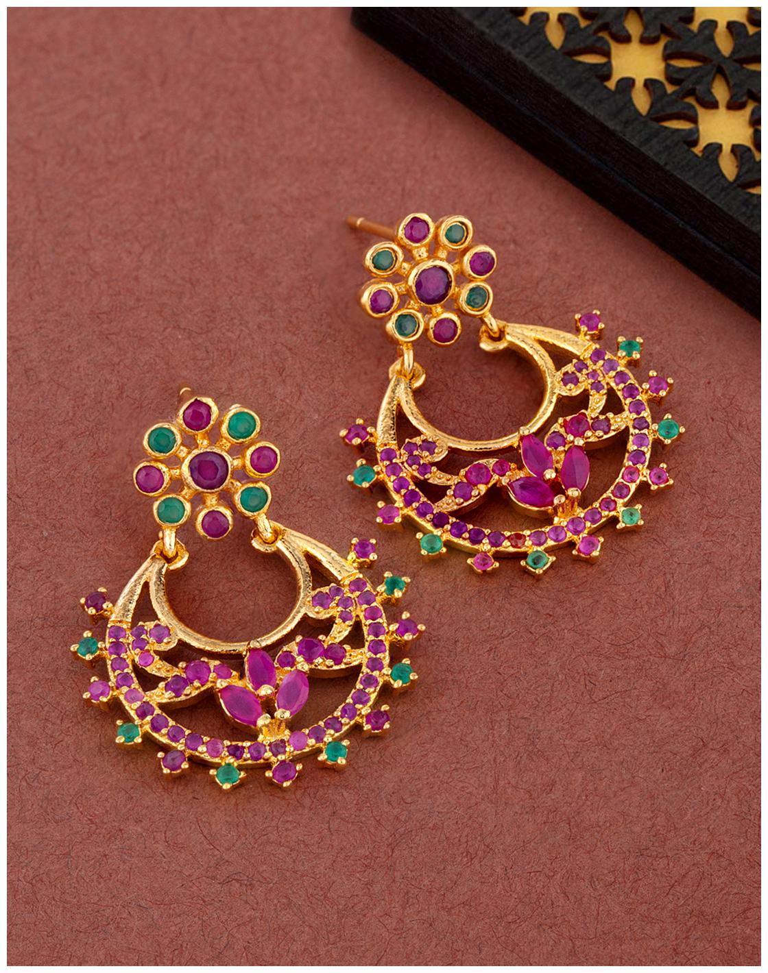 

Voylla Chandbali CZ Gems Adorned Earrings