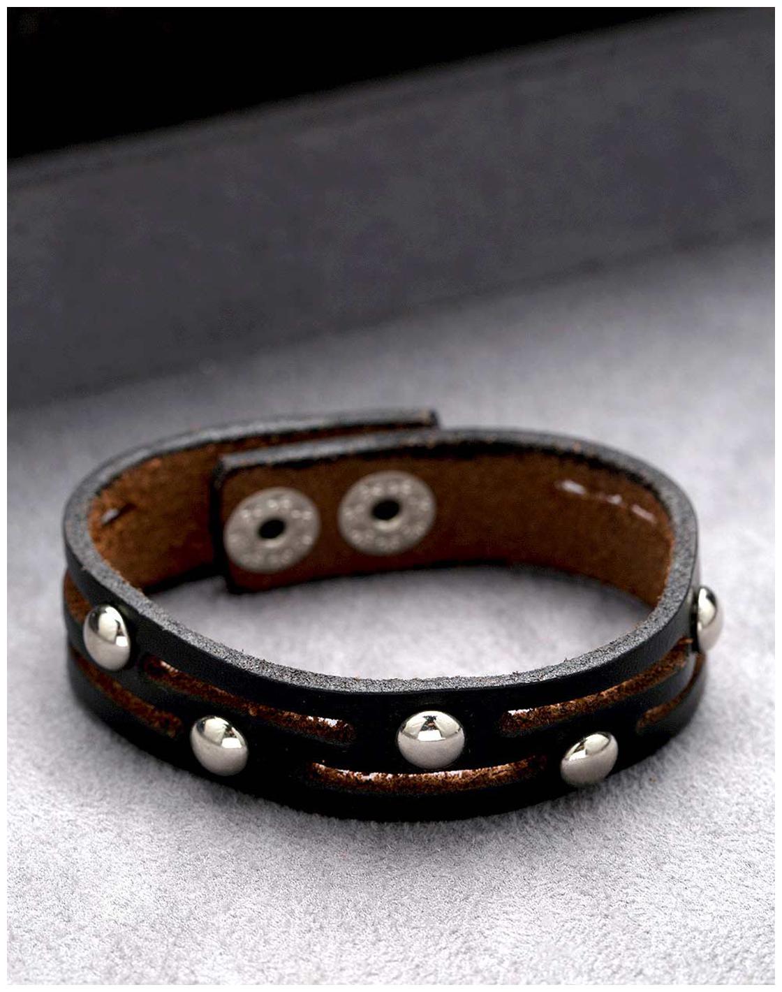 

Voylla Classy Black Leather Bracelet Inspired by Cool Stacked